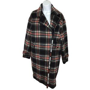 Women's Peacebird Wool Plaid Coat Sz S China Street Wear  Fashion Jacket Black